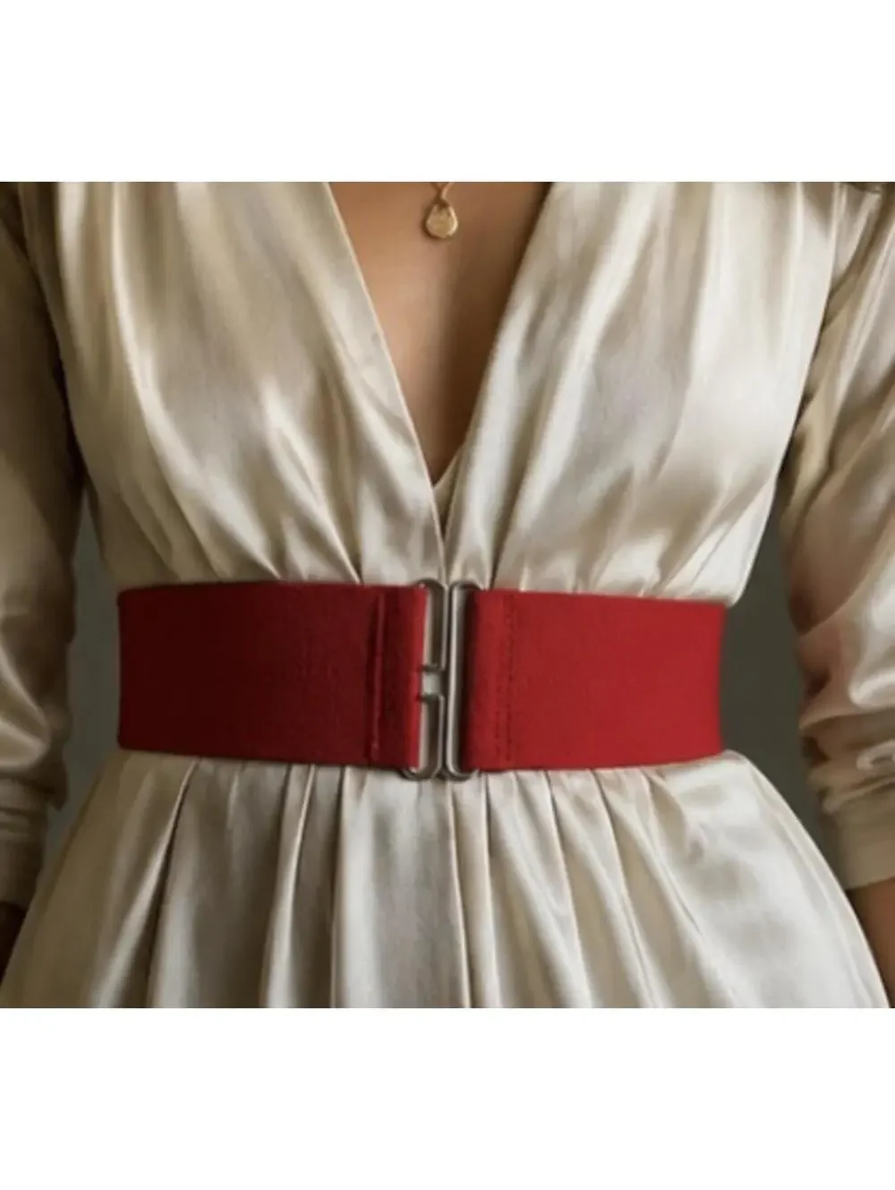 Vintage Red Stretch Belt Wide 80s Statement Belt